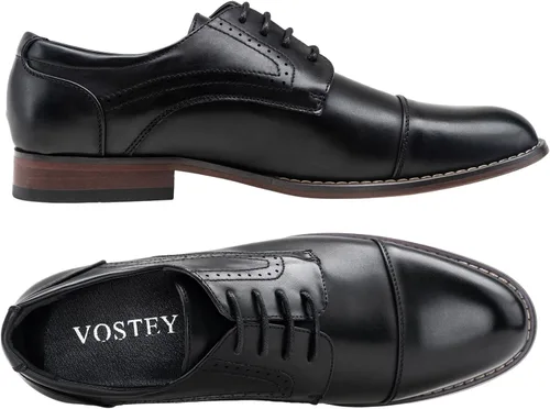 Vista 2 de Vostey Zapatos de vestir para hombre clásicos con punta de ala Brogue Oxfords