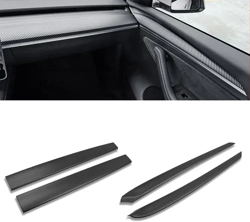 Vista 11 de x xotic tech Cubierta de panel de consola central con patrón de fibra de carbono brillante, compatible con Tesla Model 3 2017 2018 2019 2020 2021
