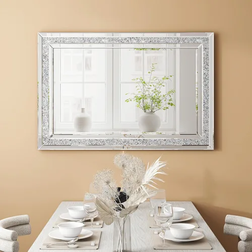 Vista 8 de Espejo decorativo de pared, espejo de diamante triturado