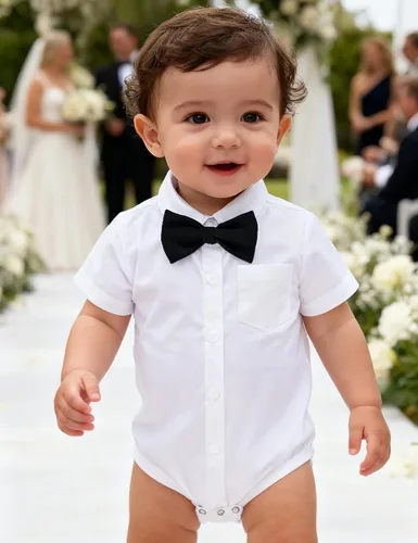 Vista 2 de A&J DESIGN Body de manga corta para bebé y niño, para boda, formal, para caballero