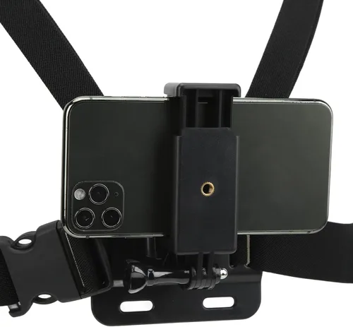 Vista 7 de VBESTLIFE Soporte de pecho para teléfono celular, soporte de clip universal para teléfono inteligente y cámara de acción, arnés de correa de pecho
