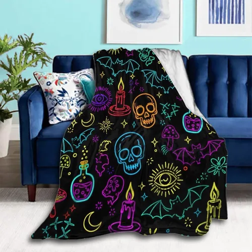 Vista 12 de Manta cómoda para cama, sofá, compatible con flores de calavera de azúcar, mantas y mantas de franela ligeras, mantas de microfibra mullidas
