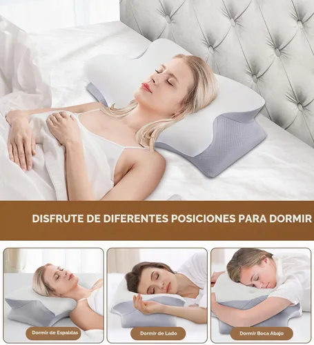 Vista 4 de Almohada cervical para cuello y hombros, almohadas ergonómicas de espuma viscoelástica con funda lavable para dormir, almohada de soporte de cuello