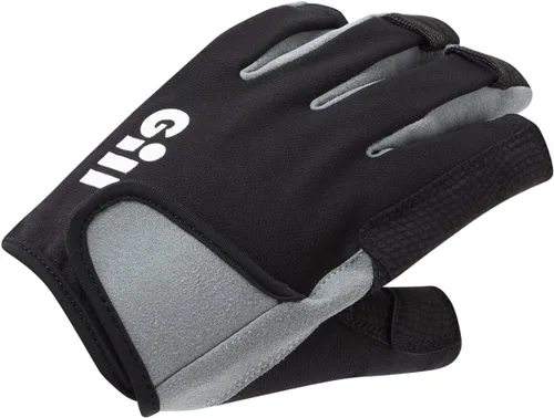 Vista 2 de Gill Guantes de vela Junior Deckhand – Dedo corto con dedos de longitud 3/4 – Protección solar UV 50+ y repelente al agua Negro/BlueJay