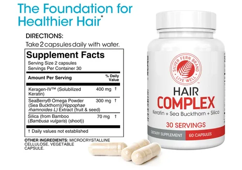 Vista 2 de Silver Fern Hair Complex - Suplemento capilar para promover un cabello saludable Cada botella contiene un suministro de polvo de 30 días - 1