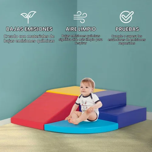 Vista 6 de Dkelincs Bloques de escalada de espuma suave de 4 piezas para niños pequeños de 1 a 3 años, estructuras de juego de actividades para gatear