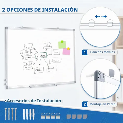 Vista 6 de DOLLAR BOSS Pizarra magnética blanca, 30 x 20 pulgadas, pizarra de borrado en seco de doble cara Whiteboard