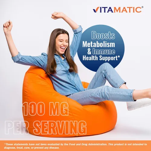 Vista 5 de Vitamatic Vitamina B6 (piridoxina HCl) 100 mg – 250 tabletas vegetarianas promueve la producción de energía, aumenta el metabolismo y apoya la salud