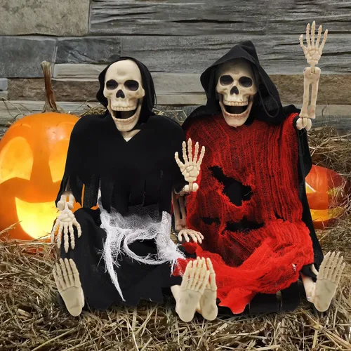 Vista 6 de JOYIN 2 piezas de 16 pulgadas de decoración de Halloween de esqueletos de Halloween de cuerpo completo posable
