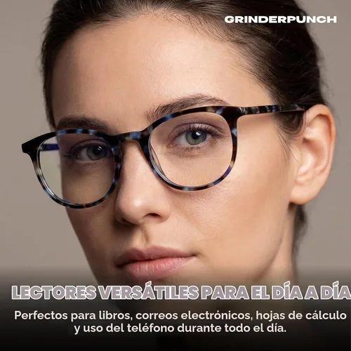 Vista 3 de grinderPUNCH Reading Glasses Men Women Fashion Computer Readers Stylish Blue Light Blocking Glasses Gaming Eyeglasses Tide Pool Tortoise
