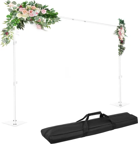 Vista 9 de Soporte para Telón de Fondo EMART, 6.5 x 10 pies, Ajustable, Kit de Tubo y Telón para Fotografía con Base Plana de Metal Resistente para Fiestas
