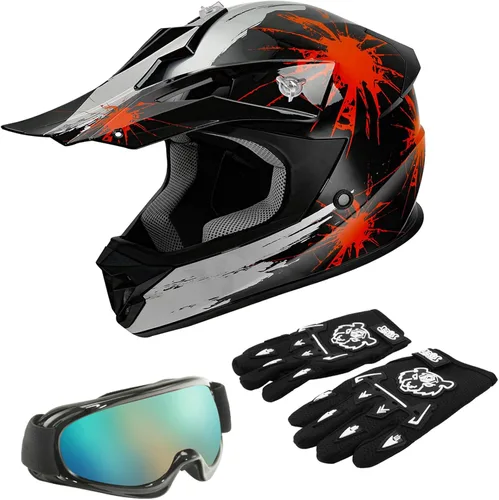 Vista 17 de TCT-MOTORPARTS DOT - Casco de motocross para niños y jóvenes, casco de cara completa para motocross, ATV, todoterreno, casco de cuatro ruedas
