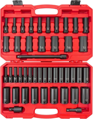 Vista 26 de TEKTON - Juego de llaves de tubo de 1/2 pulgada, impacto de 6 puntos, poco profundo con rieles y bandeja, 8 piezas (1-9/16-2 pulgadas) SID92106