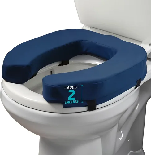 Vista 11 de Lunderg Elevador acolchado para asiento de inodoro para personas mayores, añade 3 pulgadas. Ajuste universal. Cojín de asiento de inodoro elevado