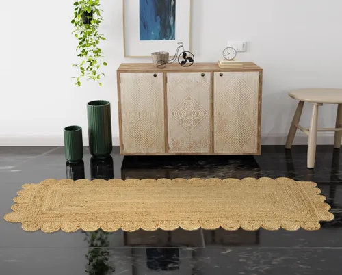 Vista 16 de GRUHUM Alfombra rectangular de yute de fibra natural, tejida a mano, estilo bohemio, reversible, respetuosa con el medio ambiente, trenzada, suave