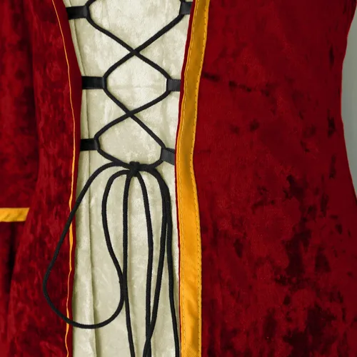Vista 5 de Effeltch - Disfraz retro de Halloween para mujer, vestido largo con cordones, estilo medieval, renacentista e irlandés