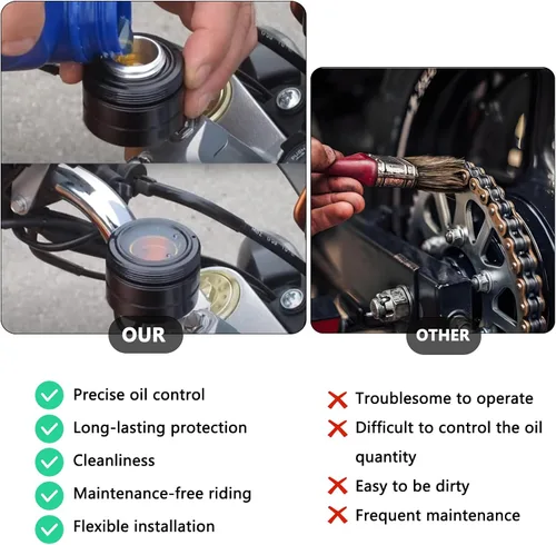 Vista 3 de Lubricador de Cadena Universal para Motocicleta, Engrasador Automático con Control Manual, Parte de Aceite para Moto (Negro)