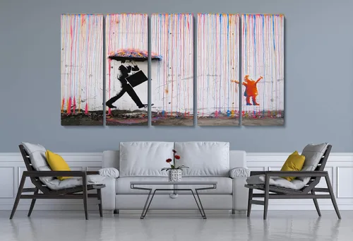 Vista 7 de BANKSY - Lienzo decorativo para pared, varios tamaños (3 piezas, mediano)
