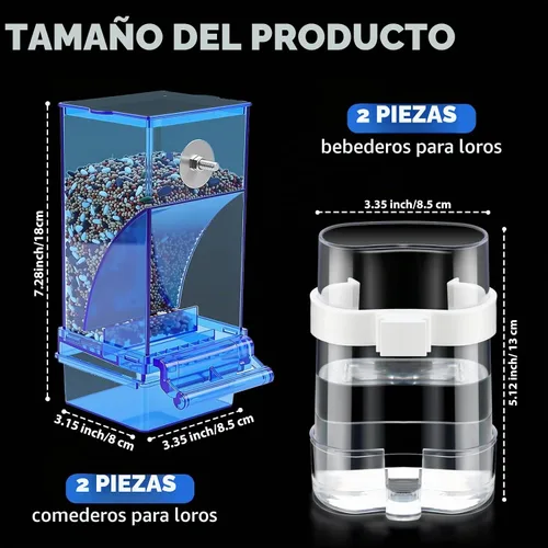 Vista 2 de Yaomiao - Juego de 4 comederos para pájaros sin desorden para jaulas, surtido, color azul
