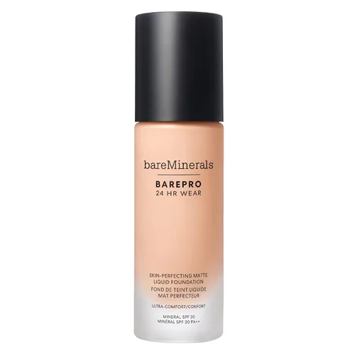 Vista 34 de bareMinerals BarePro 24HR Wear Matte Liquid Foundation Mineral SPF 20, Base de maquillaje de cobertura completa para piel madura, libre de aceite