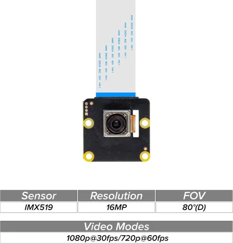 Vista 2 de UCTRONICS Módulo de cámara Raspberry Pi de 16MP, cámara de enfoque automático IMX519 PDAF y CDAF para Raspberry Pi 5, 4, Zero 2W
