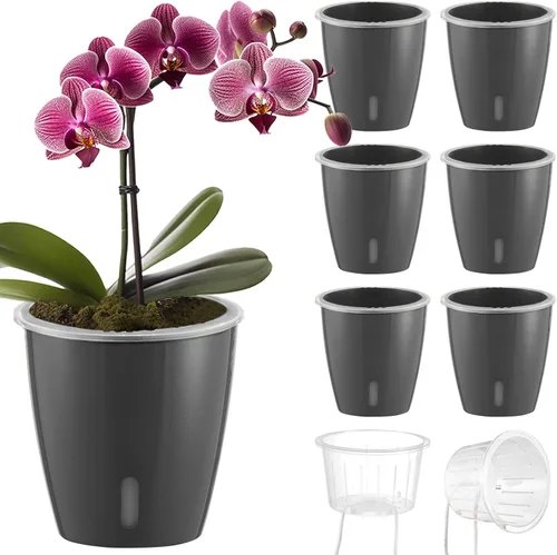 Vista 12 de Macetas de riego automático para plantas de interior, paquete de 16 macetas de riego automático con orificios de drenaje, macetas pequeñas