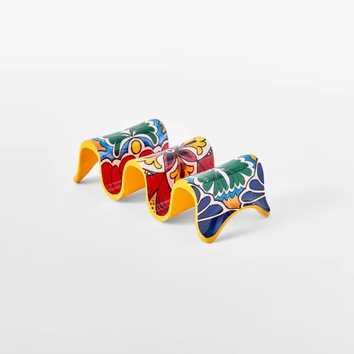 Vista 4 de Prepara Soporte múltiple para tacos, azul, con capacidad para 3 tacos
