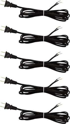 Vista 6 de Creative Hobbies Cable de lámpara negro de 8 pies de largo, SPT-1, calibre 18, cable de alimentación con certificación UL para reparación
