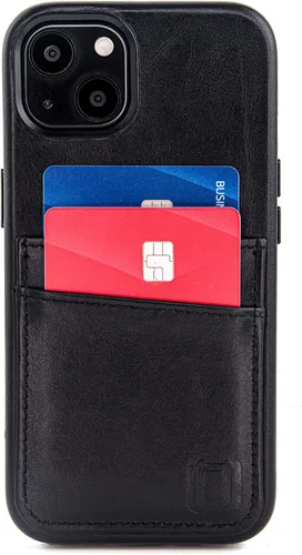 Vista 9 de Dockem Funda de piel auténtica para iPhone 13 con placa de metal integrada para montaje magnético, cartera cosida con 2 soportes para tarjetas