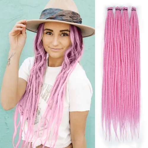 Vista 8 de Kraler Extensiones de Rastas Azules, Extensiones de Rastas Sintéticas de Ganchillo de 22", 100% Hechas a Mano, Rastas de Una Sola Punta, Delgadas