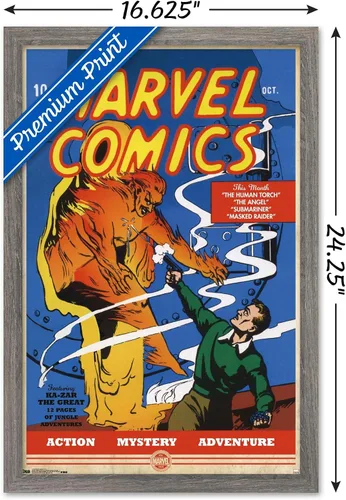 Vista 3 de Trends International Marvel Comics - Póster de pared de The Very First Marvel Comics #1, 14.725 x 22.375 pulgadas, versión enmarcada de madera