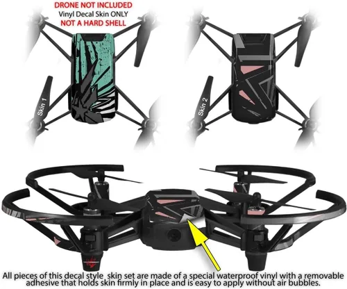 Vista 2 de Skin Decal Wrap 2 Pack para DJI Ryze Tello Drone Baja 0040 Seafoam Green Drone no incluido