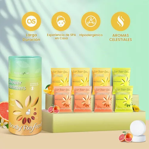 Vista 3 de Shower Steamers - Paquete de 8 rellenos de calcetines de aromaterapia para Navidad Citrus Sunrise