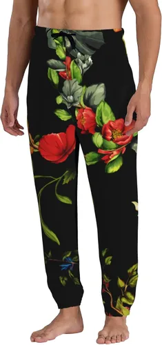 Vista 2 de Jutdopt Men Tropical Floral Pattern Sweatpants Joggers Sweatpants Baggy Jogger Pants with Pocket for Men