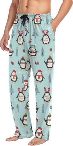 Vista 5 de Bonito muñeco de nieve feliz Navidad, pantalones de pijama para hombre, pantalones de descanso súper suaves para hombre, pantalones de pijama