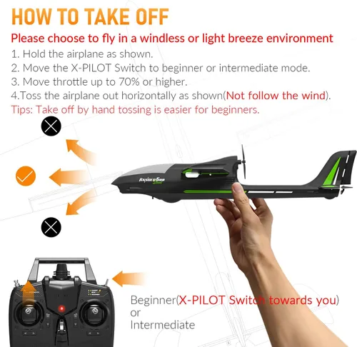 Vista 8 de VOLANTEXRC - Avión RC de nueva versión, avión de control remoto para adultos, avión RC de 4 canales con construcción de espuma duradera, 3 modos