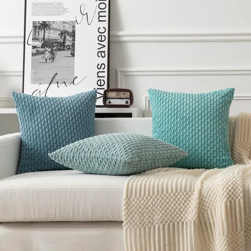 Vista 7 de Kevin Textile - Funda de cojín de 12 x 20 pulgadas, 1 paquete, decorativa bohemia de pana suave a rayas, lumbar estilo granja, acento