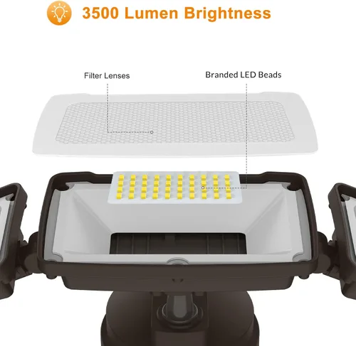 Vista 2 de LEPOWER Luces de seguridad LED de 3500 lm del anochecer al amanecer al aire libre, luz de inundación al aire libre de 35 W con fotocélula, 5500 K