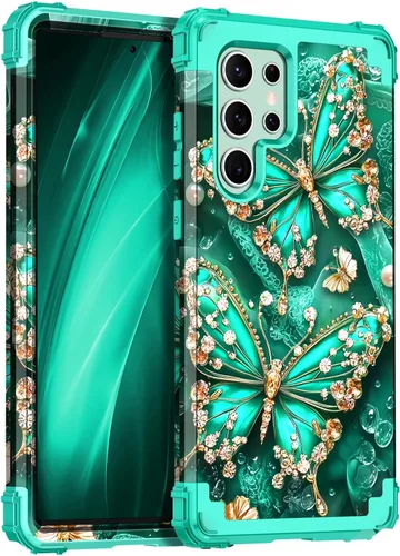 Vista 22 de Miqala Funda para Galaxy S23 FE 5G, brilla en la oscuridad, tres capas, resistente, a prueba de golpes, protección de cuerpo completo, parachoques