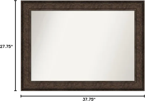 Vista 992 de Amanti Art Espejo de pared personalizado no biselado (25 x 25 pulgadas), marco de bronce acentuado, varios tamaños personalizados, espejo de baño
