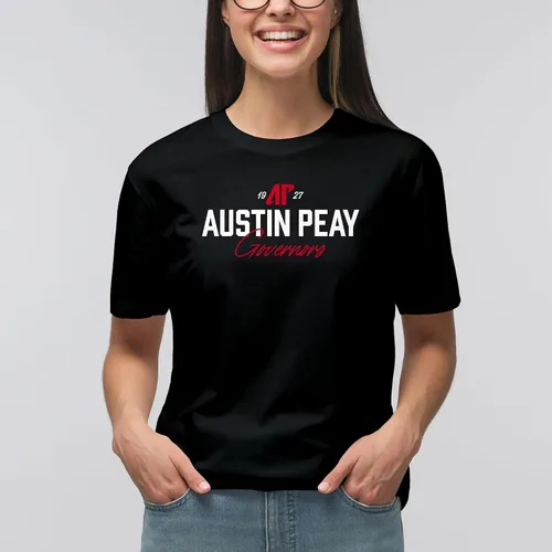 Vista 5 de NCAA Fresh Script, camiseta de color del equipo, universidad, universidad Austin Peay Governors Black