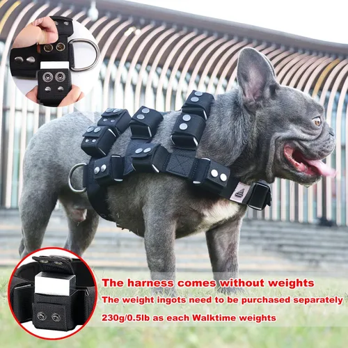 Vista 2 de Arnés para perros pequeños, medianos y grandes, sin tirones, chaleco con peso para perro, arnés táctico para perros Pit Bulls con bolsillos