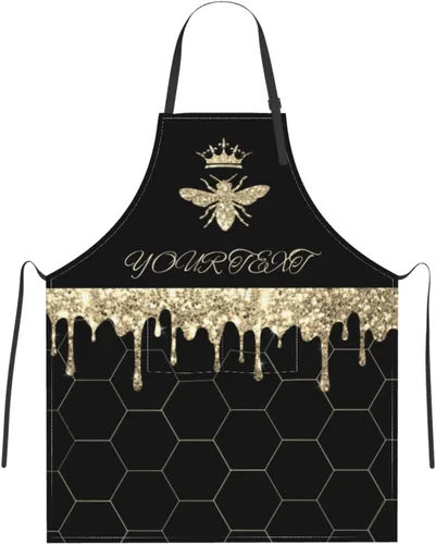 Vista 8 de Delantal personalizado para hombres y mujeres, delantal ajustable unisex con bolsillos, delantales personalizados para cocinero y chef