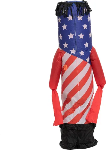 Vista 6 de Spooktacular Creations Disfraces inflables para adultos bandera estadounidense bailarín de aire tubo ondulado para hombre disfraz con soplador