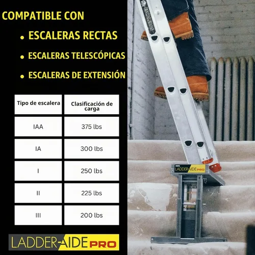 Vista 4 de Ideal Security Escalera plegable PRO: Se adapta a escalones de 4.921" a 7.875" de alto, extensor de escalera, accesorios, estabilizador, nivelador