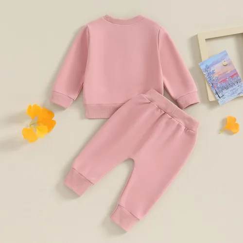 Vista 4 de FIOMVA Daddys - Conjunto de sudadera y pantalones deportivos para niña, ropa de bebé para otoño e invierno