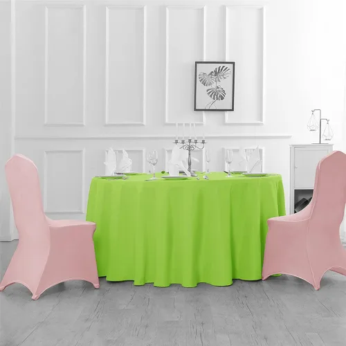 Vista 3 de Mantel de poliéster lavable de 132 pulgadas, resistente a las manchas y a las arrugas, mantel decorativo para mesa de comedor, fiestas de bufé