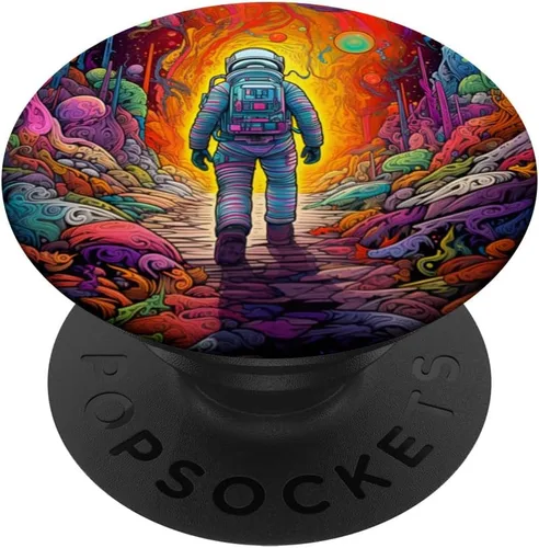 Vista 6 de Space Astronaut Walking Spaceman Universe Colorful Galaxy PopSockets MagSafe PopGrip para iPhone