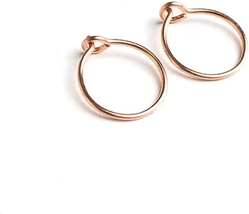 Vista 7 de Aretes de aro huggie pequeños y finos para mujer - Rellenos de oro de 14k o plata esterlina, aros pequeños, aretes de aro de oro ligeros rosa dorado