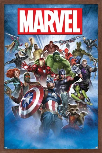 Vista 15 de Trends International Marvel Comics - Póster de pared de tiro grupal, 14.725 x 22.375 pulgadas, versión enmarcada de madera de granero